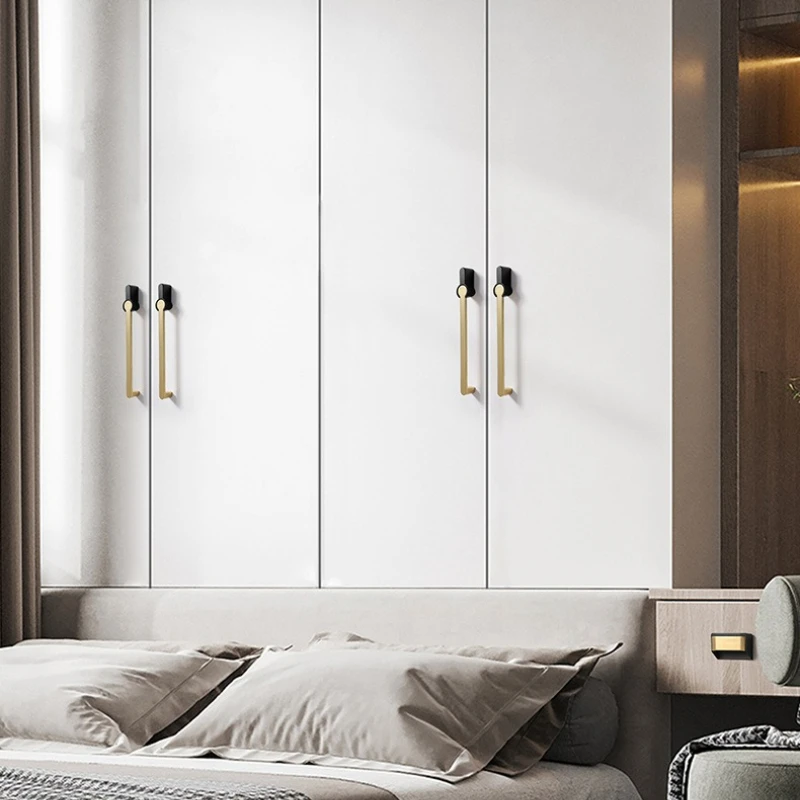 Modern Dual-tone Wardrobe Door Handle Gold/Silver Handles for Cabinets and Drawers Hardware Fitting Kitchen Cabinet Handles
