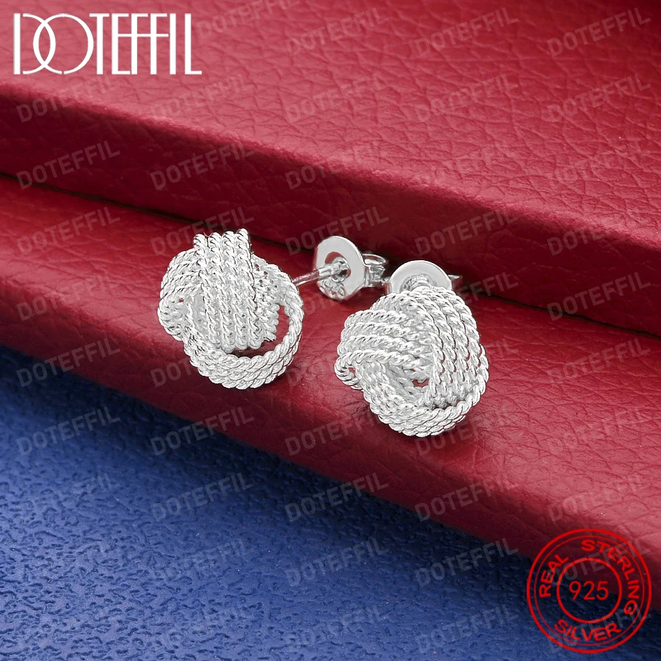 925 Sterling Silver Delicate Twisted Rope Wrapped Earrings for Women, Fashionable Party Wedding Jewelry Party Gift
