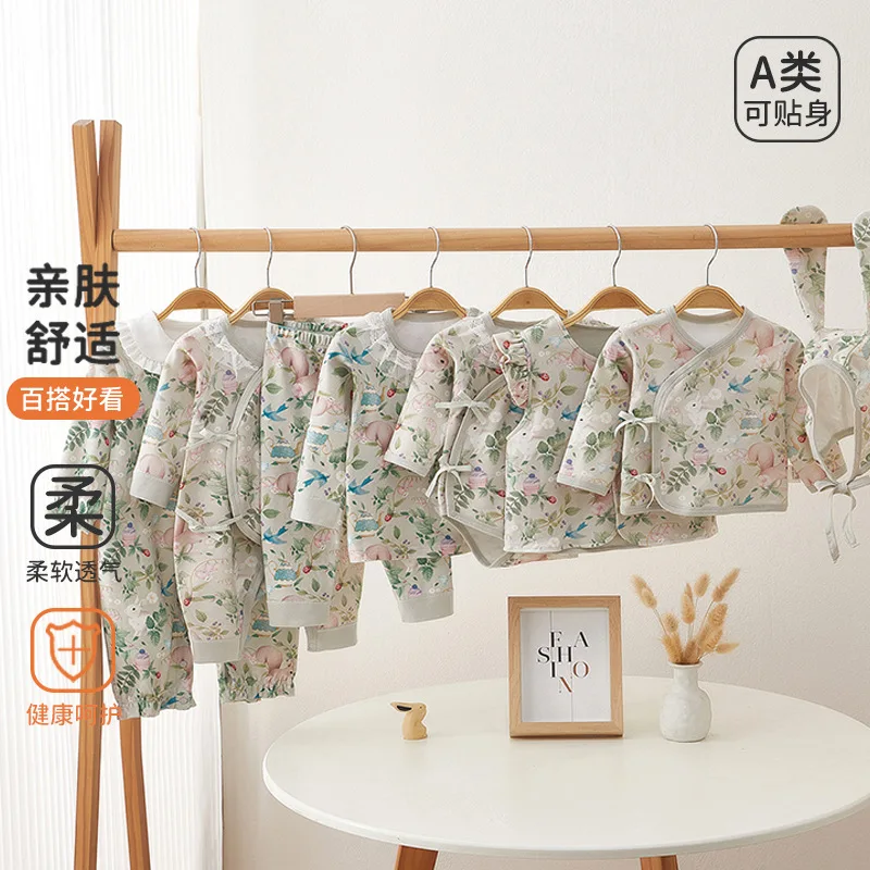 Class A Pure Cotton Baby Long Sleeve Romper Autumn Outfits For 0-6 Months Newborn Baby Girls Crawling Jumpsuit