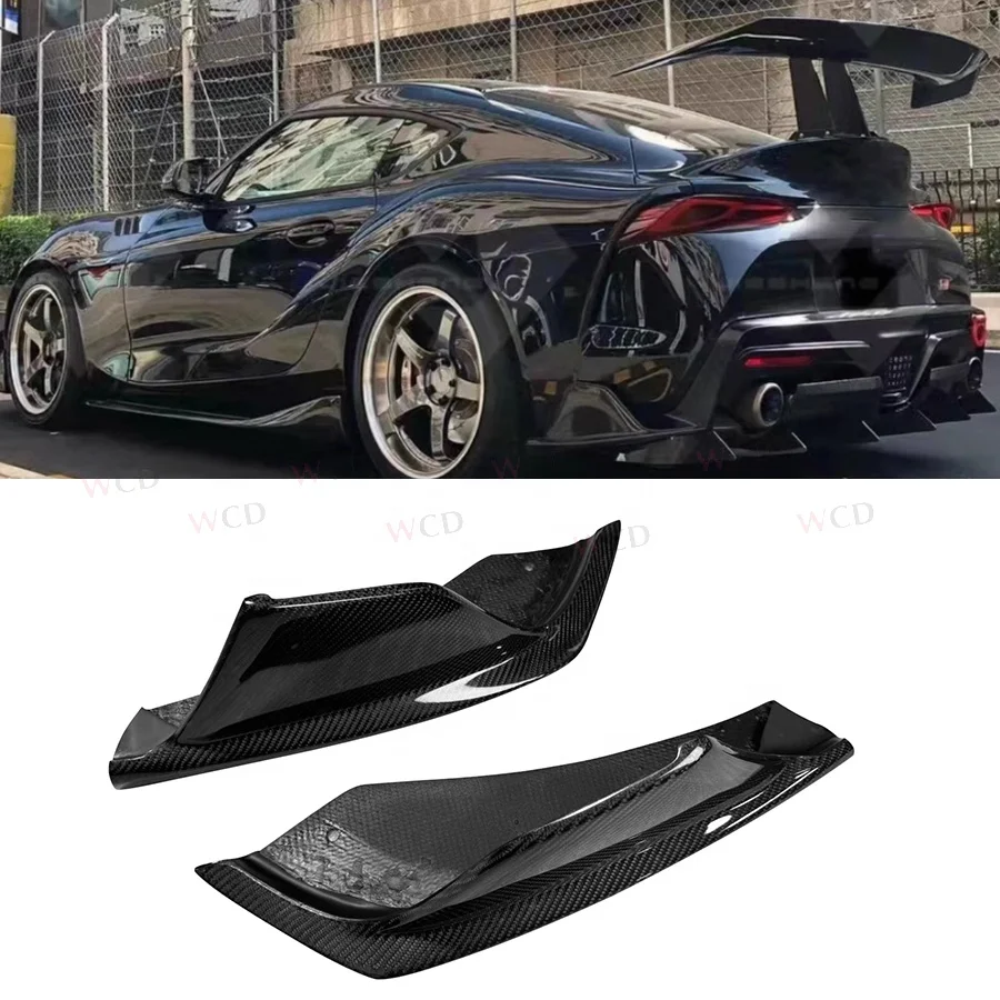 

V Style Real Carbon Fiber Rear Bumper Splitter For Toyota Supra A90 A91 Mk5 2019+ Rear Diffuser Splitter Canards Flaps Spoiler