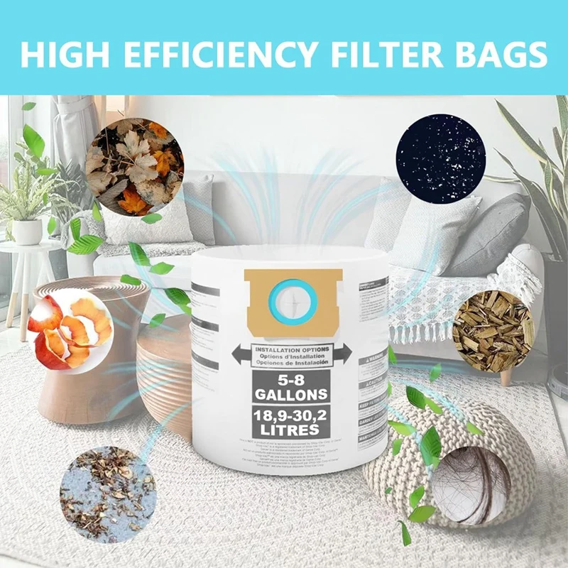 YCOC-мешки для пыли для магазина Vac 5–8 галлонов, тип вакуума E/H 90661, 906-61 9066100   Сменные одноразовые фильтр-мешки для сбора