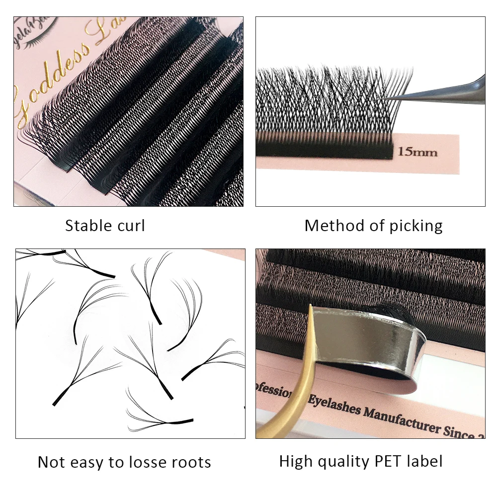 Goddess Double 3D/4DW Shaped Eyelash Extension 6DW 8D W Lashes Hand made Natural Soft Premade Volume Fans Makeup