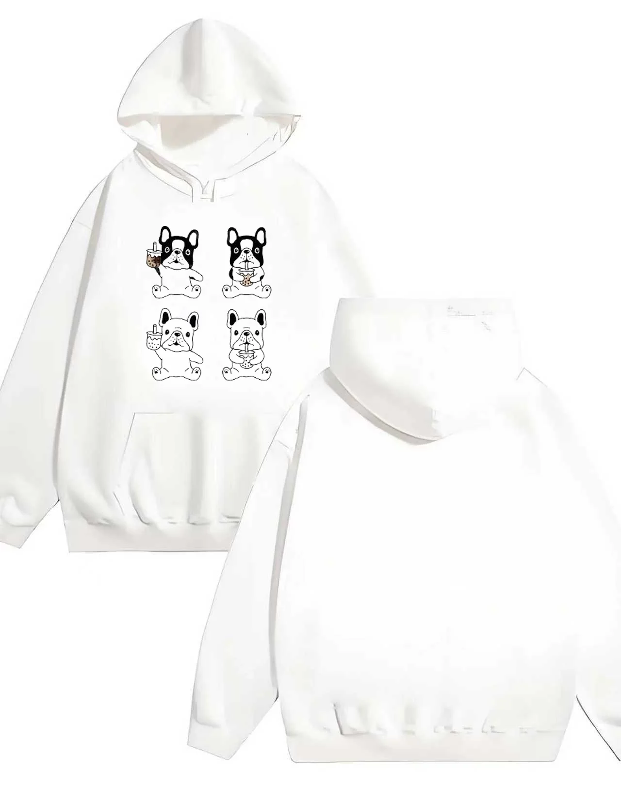 

2025 новая мода и простой стиль, 330 г, сверхмощная толстовка с капюшоном, свободная и удобная, с нишевым милым принтом домашних животных.