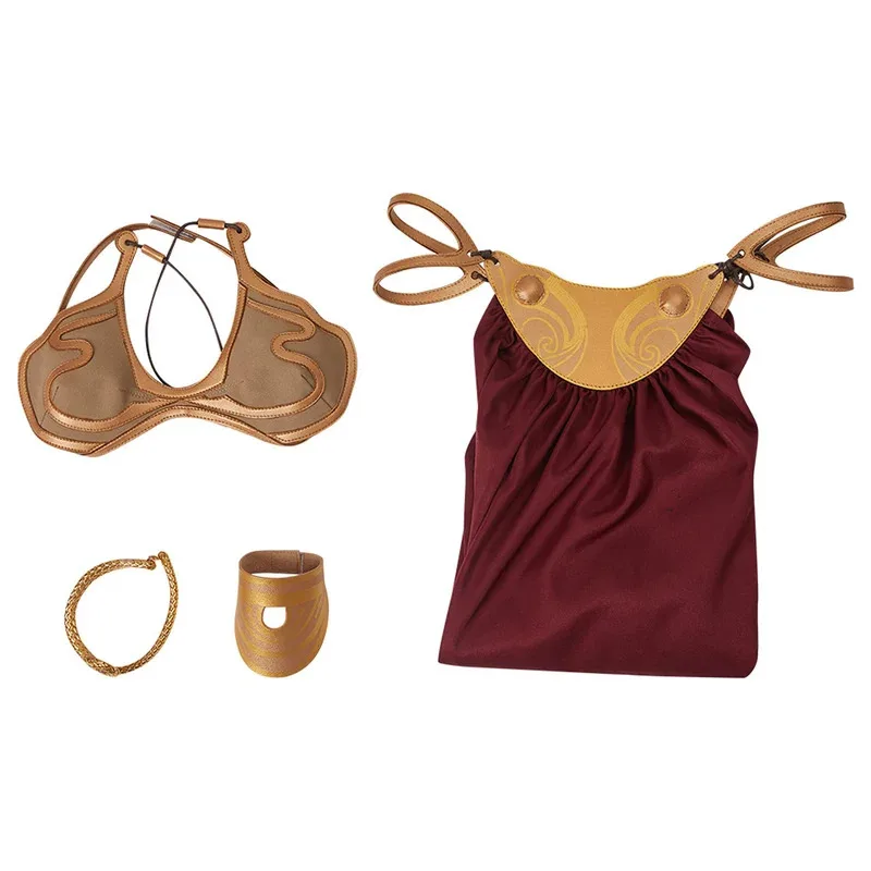 CyPrincess 레이아 코스프레 판타지 노예 드레스 가발 여성 영화 우주 전투 의상 변장 성인 할로윈 롤플레잉 파티 의상