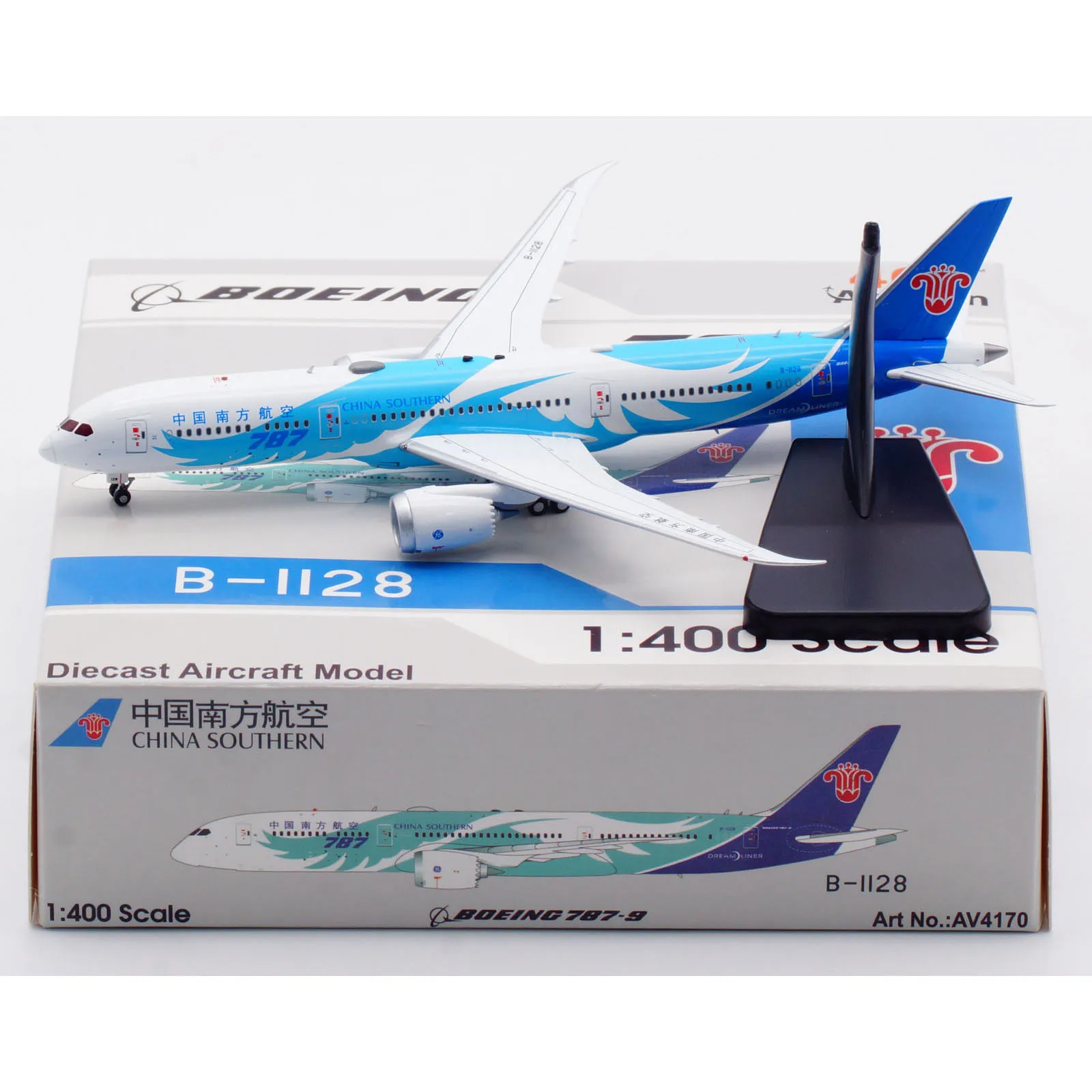 

AV4170 Alloy Collectible Plane Gift Aviation 1:400 China Southern Boeing 787-9 Diecast Aircraft Model B-1128 With Stand +Tractor