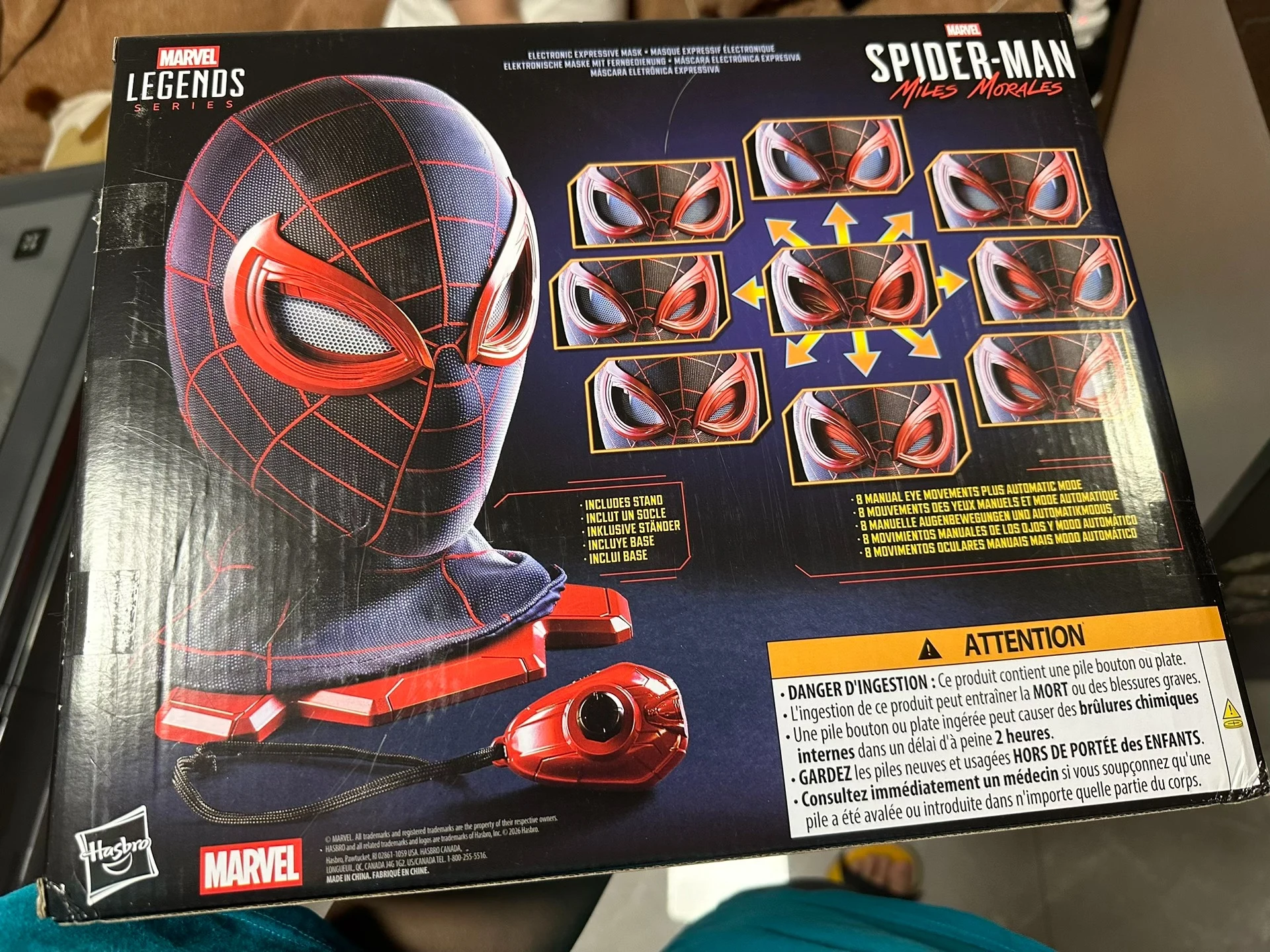 1:1 Miles Morales Mask with Movable Eyes Mascara Electric Gwen Spider Helmet Ring Control Halloween Cosplay Mask Toy Man Gift