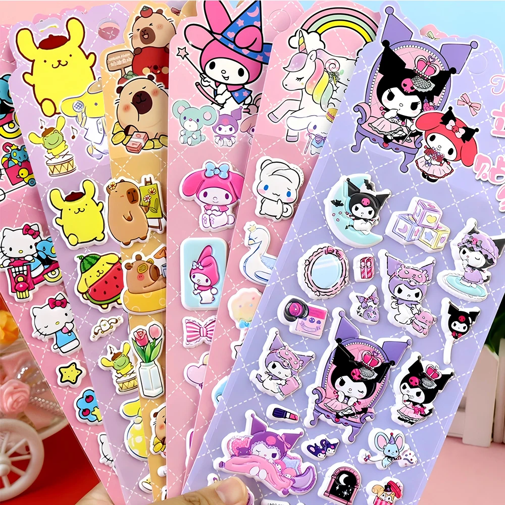 Kawaii سانريو ثلاثية الأبعاد منتفخ ملصقات لطيف أنيمي كورومي بلدي ميلودي سينامورول فقاعة ملصق الأمتعة الزخرفية المحمول الشارات لعبة هدية