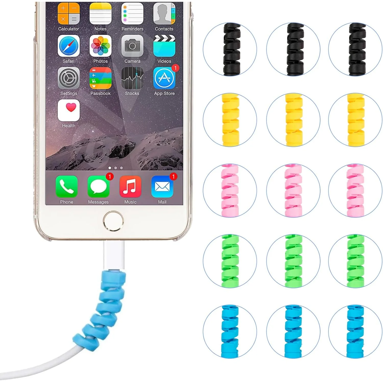 20 Pcs Silicone Phone Charger Protectors, Spiral USB Cable Charger Protectors for Cords, FlexibleCharger Saver Wire Covers
