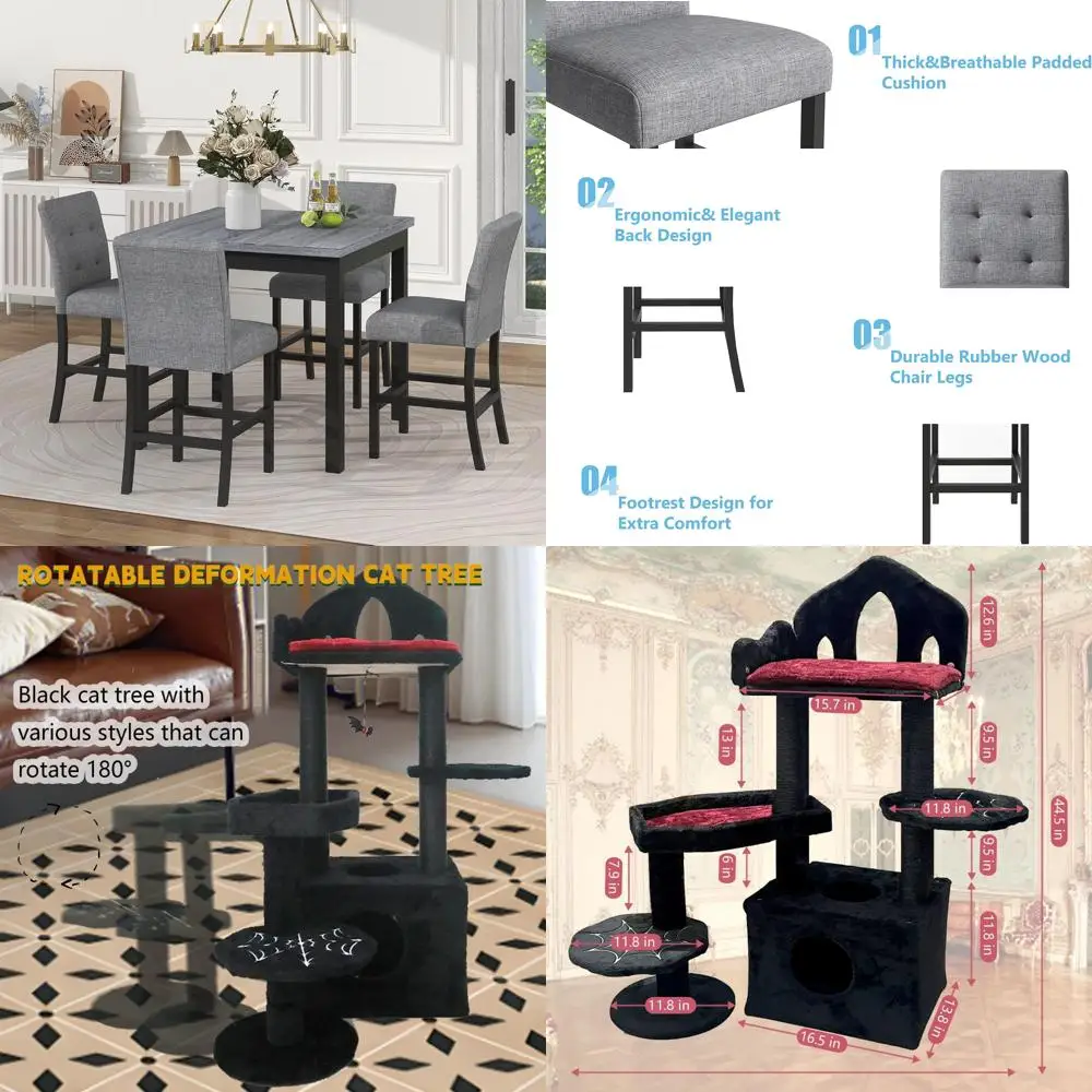 

elegant gothic-style cat tree with coffin bed and scratching post