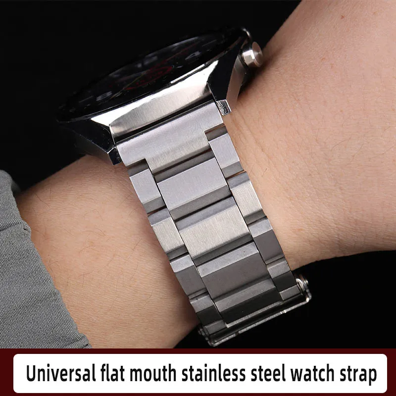 Universal Solid stainless steel watchband For Tissot Hamilton Casio Citizen Watch chain 20mm 22mm 24mm metal Safety buckle strap