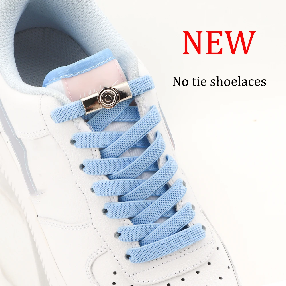 

1 Pair Lock Shoelaces Without Ties Elastic Laces Sneakers Tennis No Tie Shoe Laces Kids Adult 8mm Width Flat Shoelace for Shoes