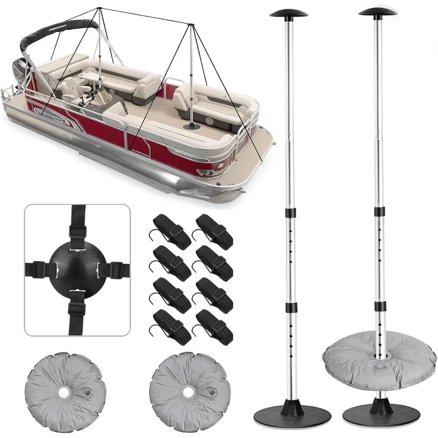 

KOMCLUB Boat Cover Support Poles Adjustable Support Poles Silver 2 Pcs for Extension Telescopic Support Pole Height of 22.4 -51