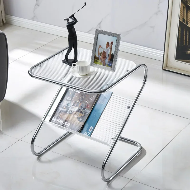 New Z-shaped Side Table Changhong Tempered Glass With Magazine Rack Corner Sofa Bedside With Side Table Household Items