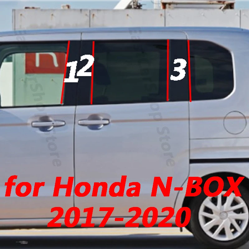 

For Honda N-BOX JF3 JF4 2017 2018 2019 2020 Car Door Central Window Middle Column Strip Glossy Black PC B C Pillar Accessories