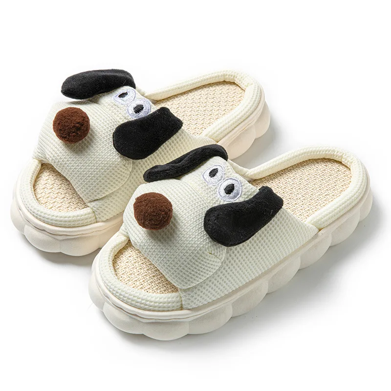 Casual Cartoon frauen Hausschuhe Hause Niedlichen Hund Luxus Designer Plattform Frau Schuhe Wohnungen Frühling Sommer Indoor Hanf Rutschen 2026