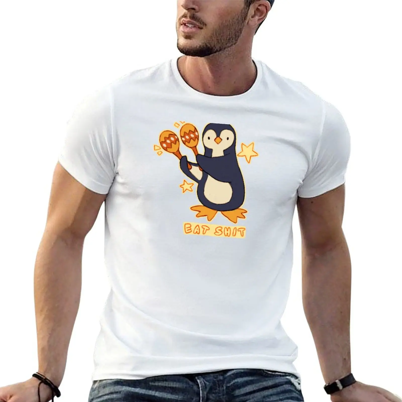 Camiseta Penguin's Unmannerly Maracas, camisetas de anime para hombre, camisetas de algodón 100%, camiseta de algodón pesado para hombre