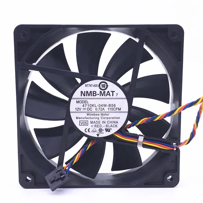 

NMB-MAT 4710KL-04W-B56 DC 12V 0.72A 120x120x25mm 4-Wire Cooling Fan