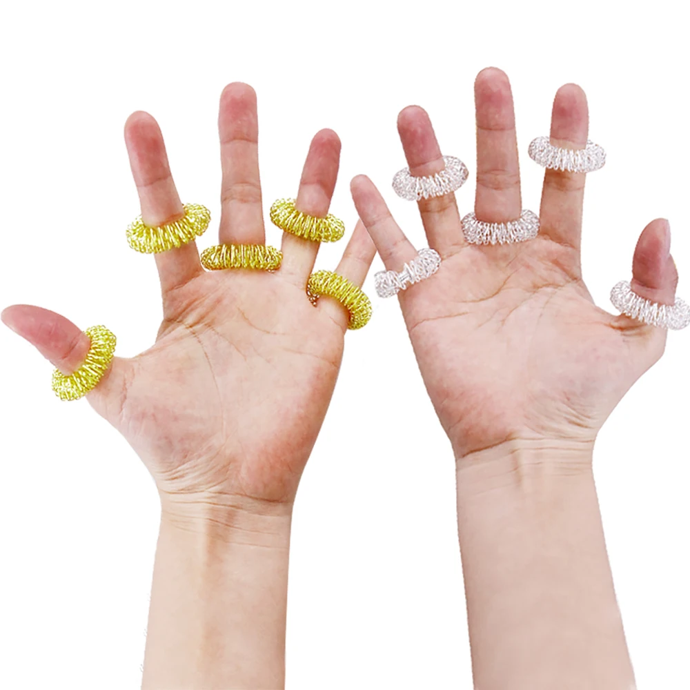 10/20P Stainless Steel Relax Muscle Finger Care Massage Ring Hand Promote Blood Circulation Finger Acupuncture Ring