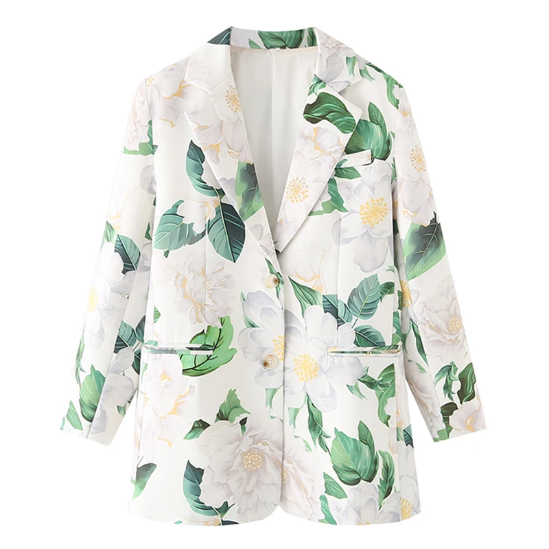 

Spring Women New Flower Print Suit Jacket Casual Notched Collar Single-breasted Long Sleeve Female Blazers Coat Chaqueta Mujer