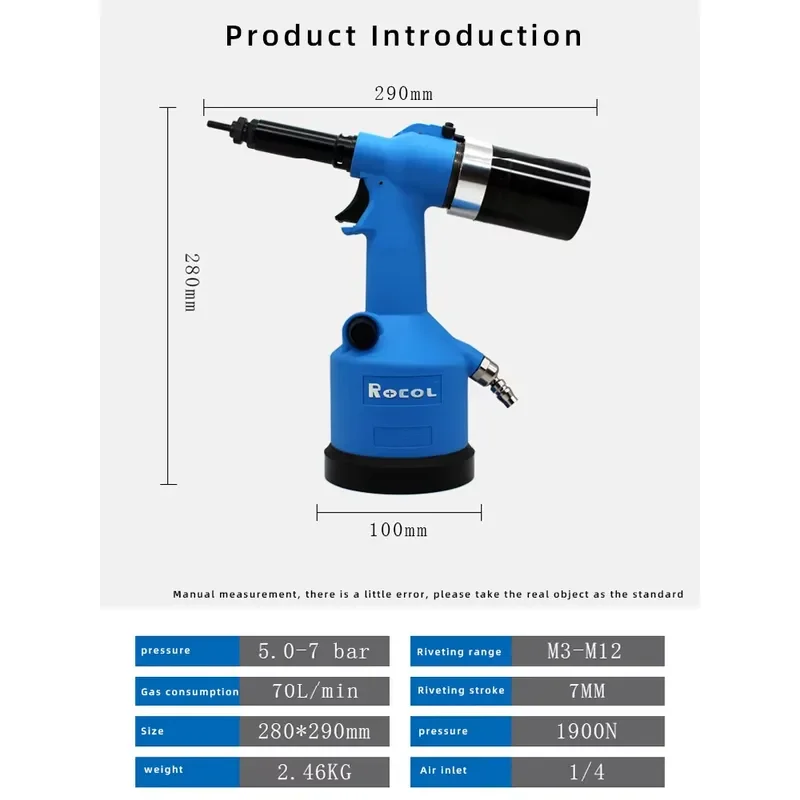 Pneumatic Rivet Nut Tool RL-5312L Size M4-m8 Easy to Operate Safe Fast to Use Durable High Quality Manufacturer