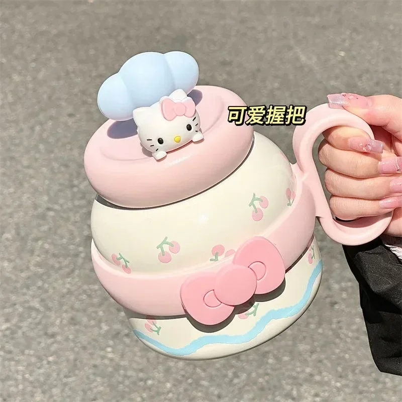 

Sweet Hello Kitty Anime Kawaii Ins Fashion Cute Water Cup Cute Cartoon Thermos Cup Large Capacity Straw Portable Pot Gifts