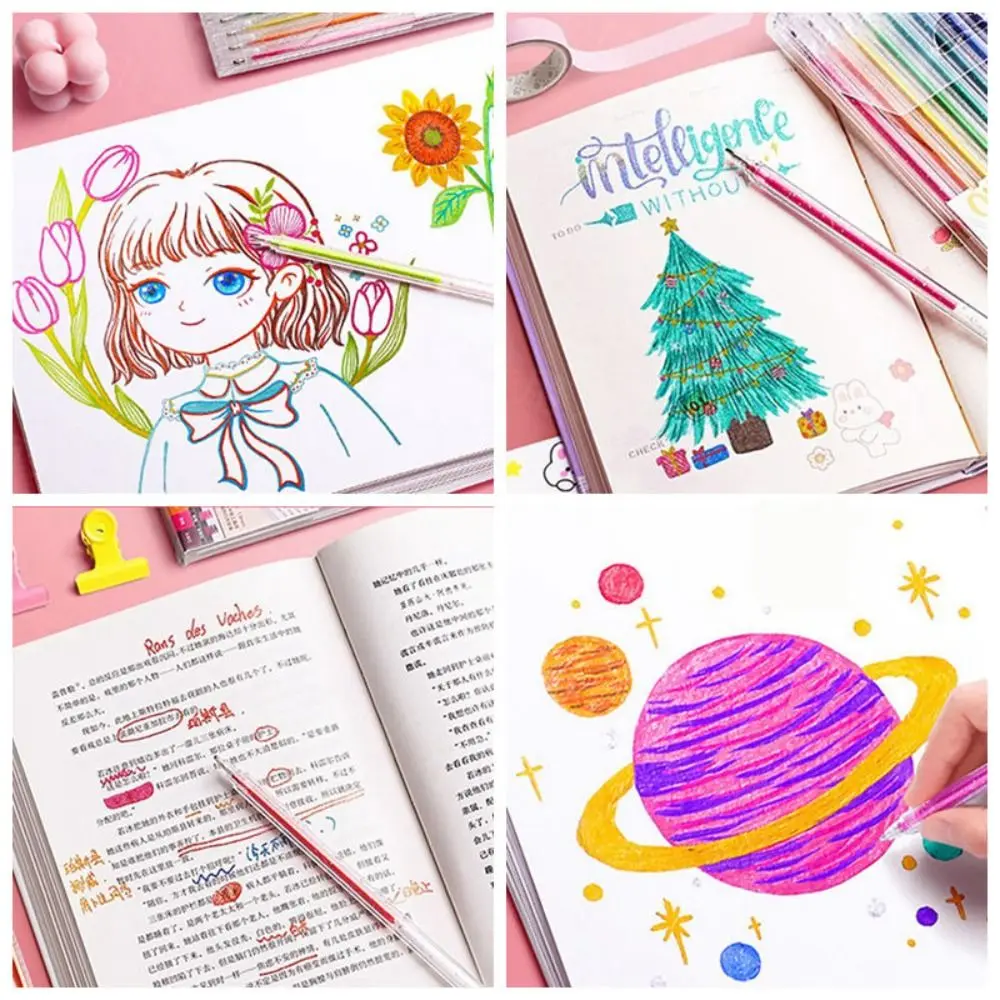 

8/12/24/36/48/60Colors 8/12/24/36/48/60 Colors Glitter Gel Pen Large Capacity DIY Handwriting Quicksand Fluorescent Pen