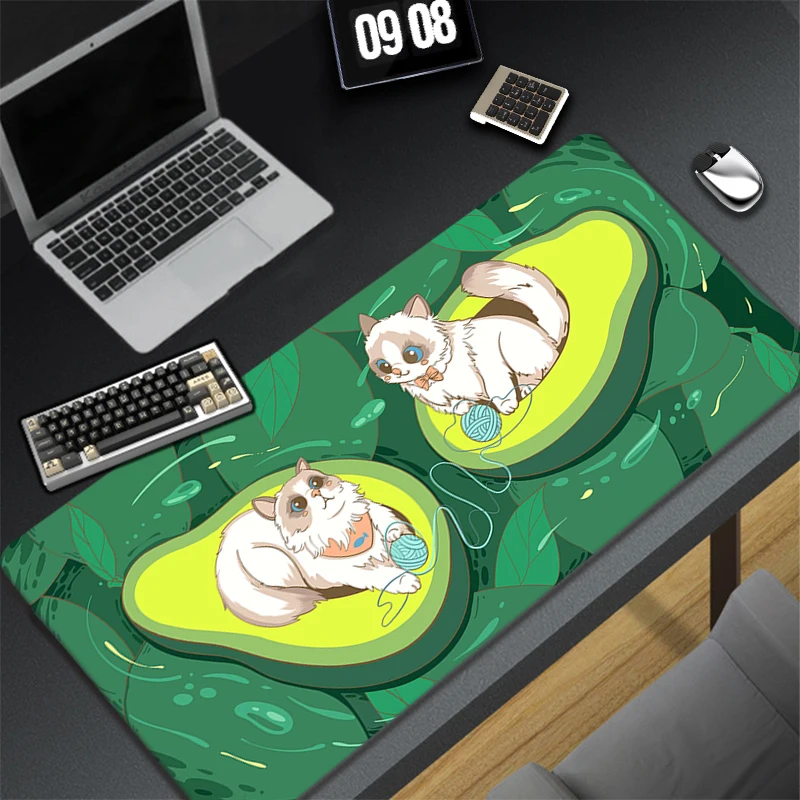 Kawaii Avocado Cat Mouse Pad Gamer Computer Cute Mousepad Gaming Accessories Mouse Pad Notebook Laptop Keyboards Table Desk Mat