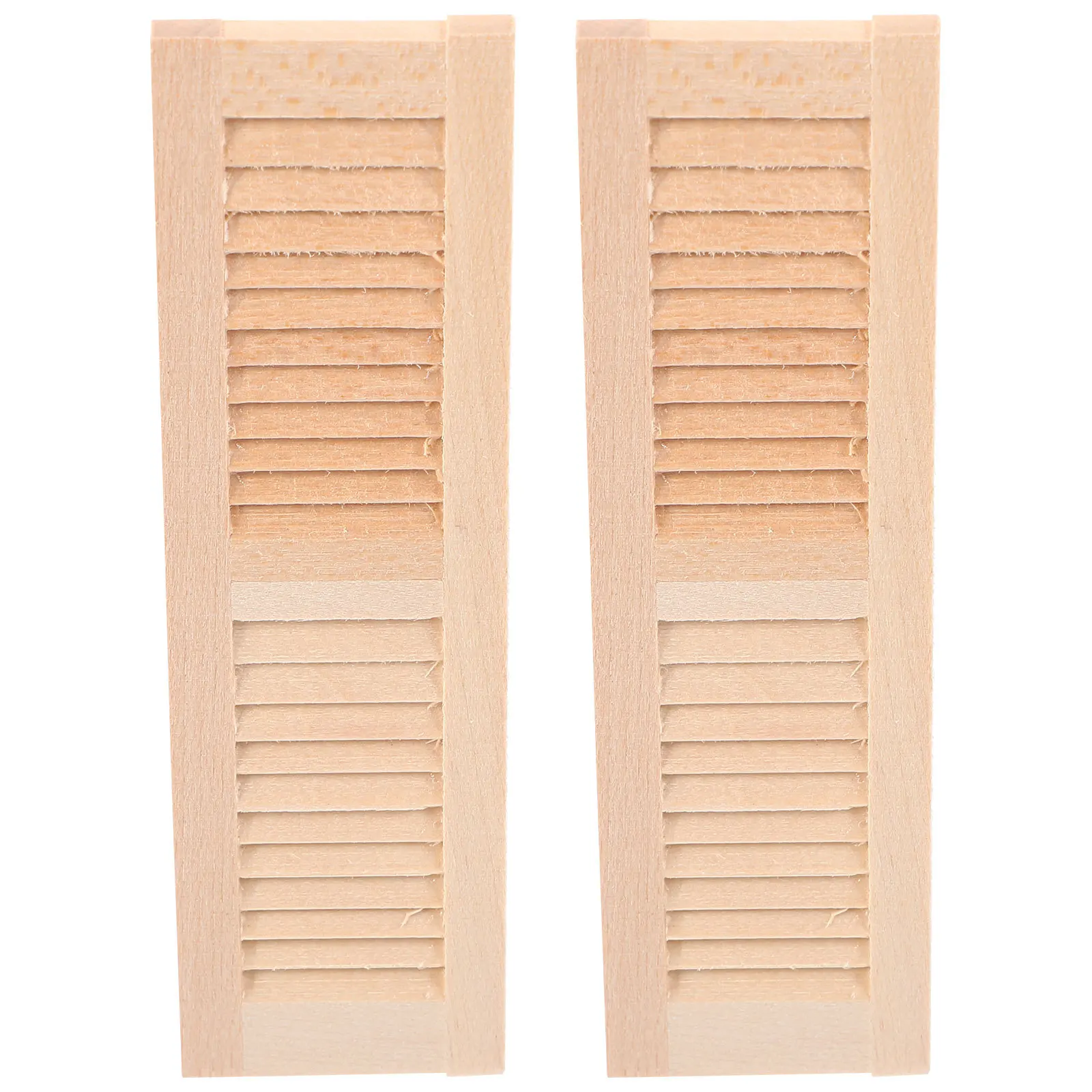 

2pcs Miniature Wooden Mini House Decors Smooth Simple Design For Diy Tiny Pretend Play Decorative Furniture Window Shutters