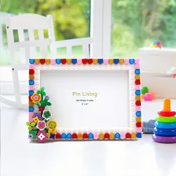Pinliving 1PC Flower Graden Photo Frame,Simple Color Block DIY Picture Frame For Home Decoration,Family Activity Gift