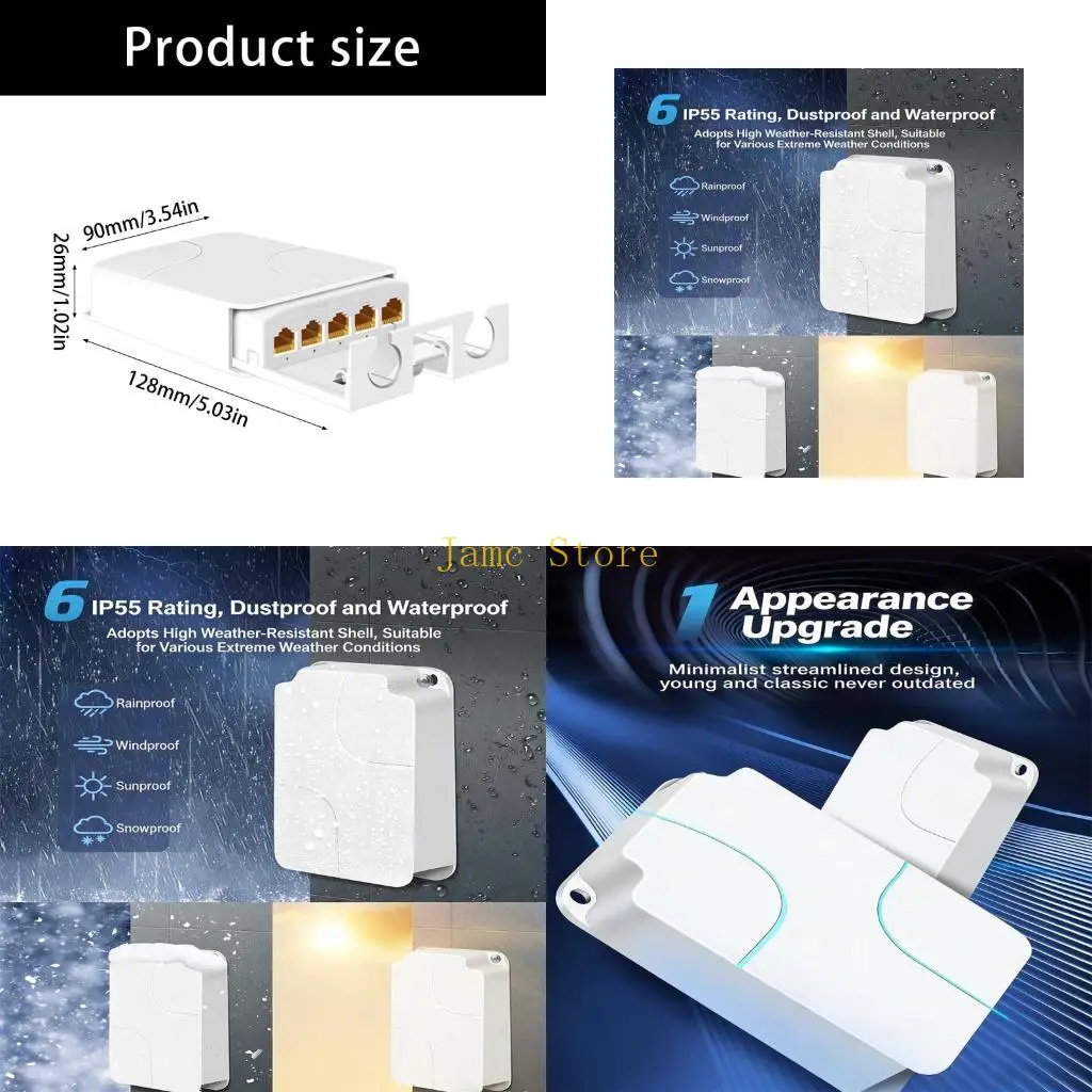 LX0B Waterproof Computer Distribution Box 4 Port Output ABS Construction