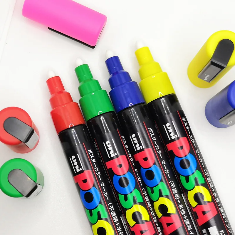 5PCS  Mitsubishi Posca acrylic marker PC-5M water-based waterproof quick drying marker for painting and coloring