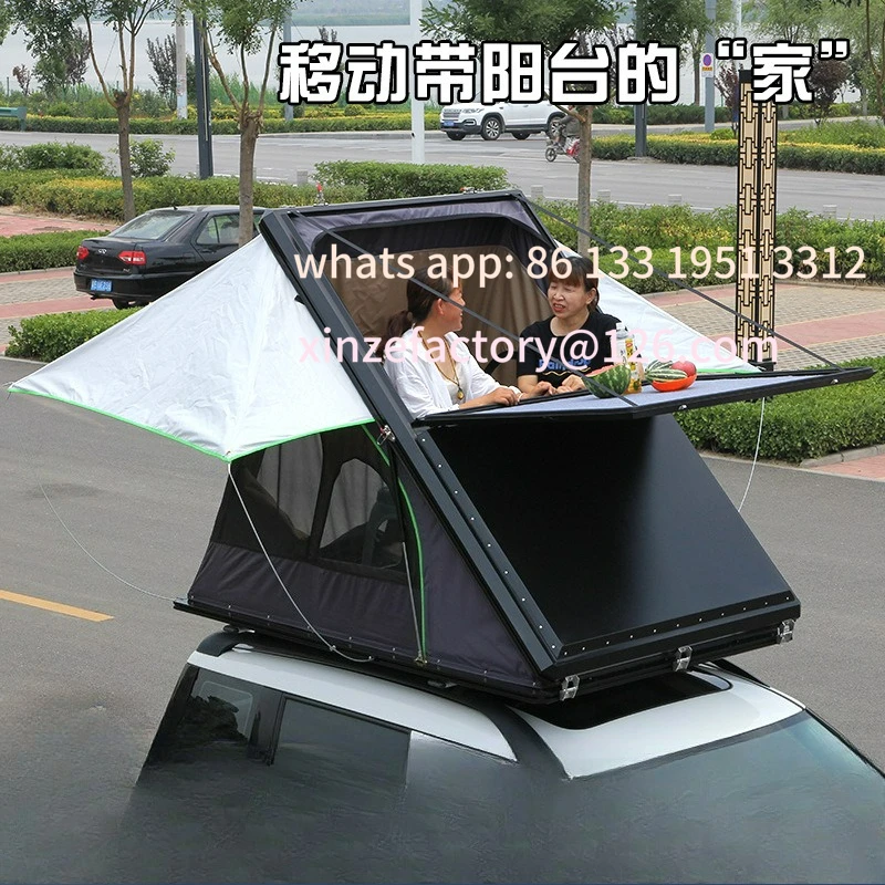 Customizable roof camping tent with skylight triangular diagonal support outdoor convenient quick drive