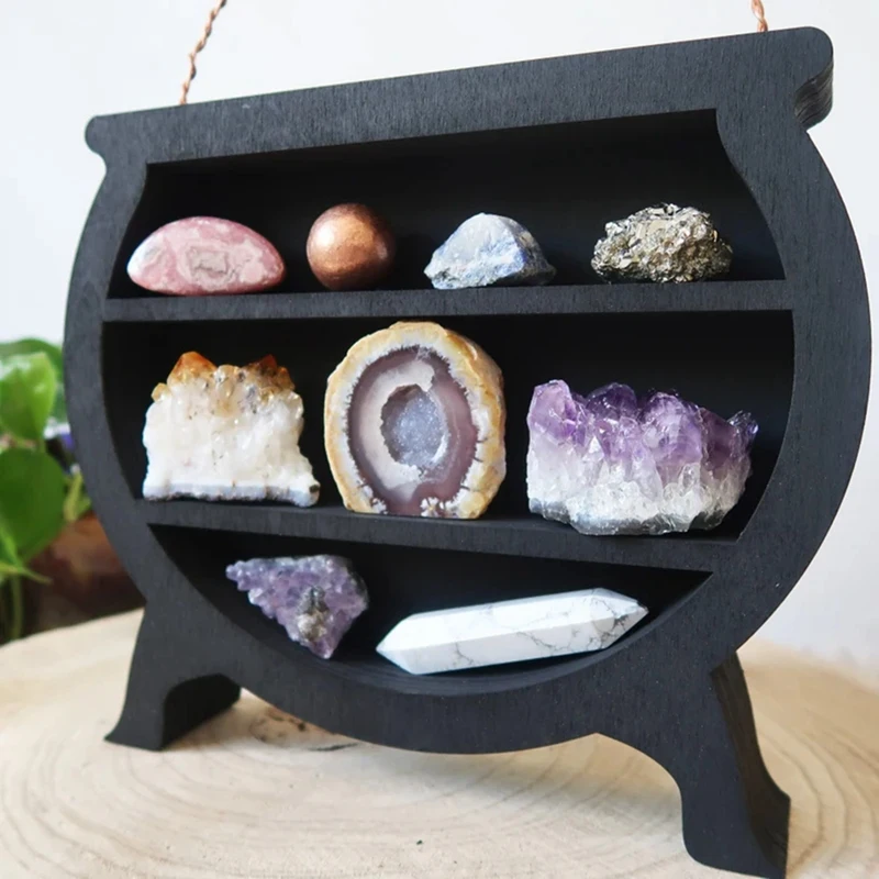 Moldura de madeira, usada para decoração de sala de estar, rack de armazenamento de óleo essencial de vidro, organizador de parede