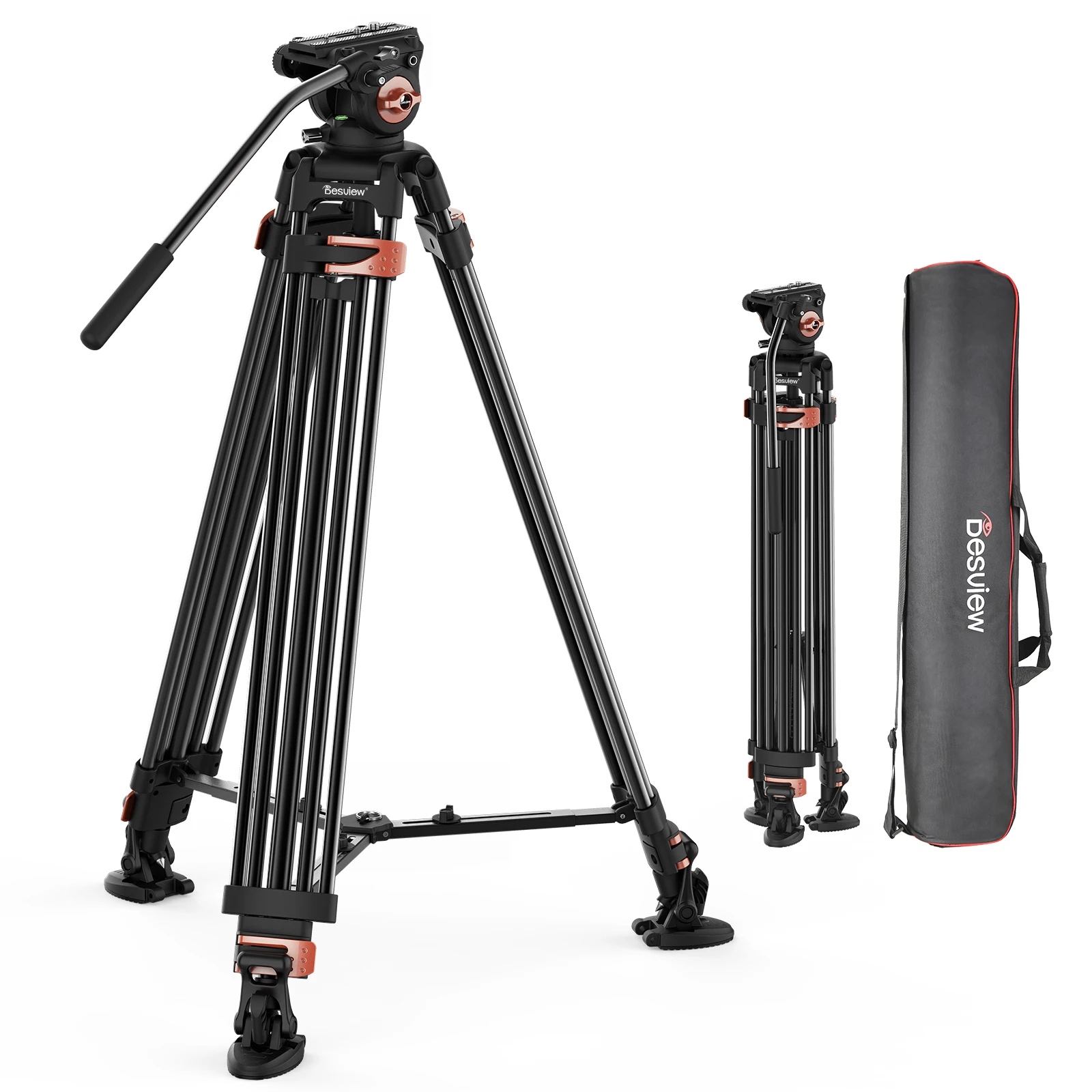 

Desview Professional Camera Tripod Heavy Duty Hydraulic Head Ball for DSLR Camera Recording & Shooting Aluminium Tripod with Bag