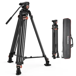 Desview Professional Camera Tripod Heavy Duty Hydraulic Head Ball for DSLR Camera Recording & Shooting Aluminium Tripod with Bag