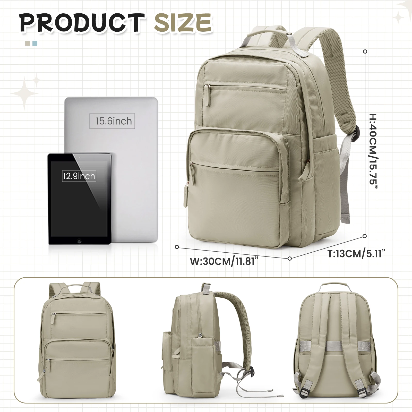 Women's Backpack, College Student School Bag, Women Laptop Bag Large Capacity Multi-Layer Large Capacity Storage Bag Backpack