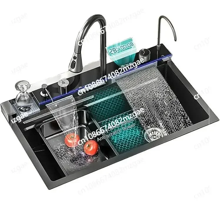 

Новая высококачественная многофункциональная современная умная раковина-водопад из нержавеющей стали 304, кухонные мойки