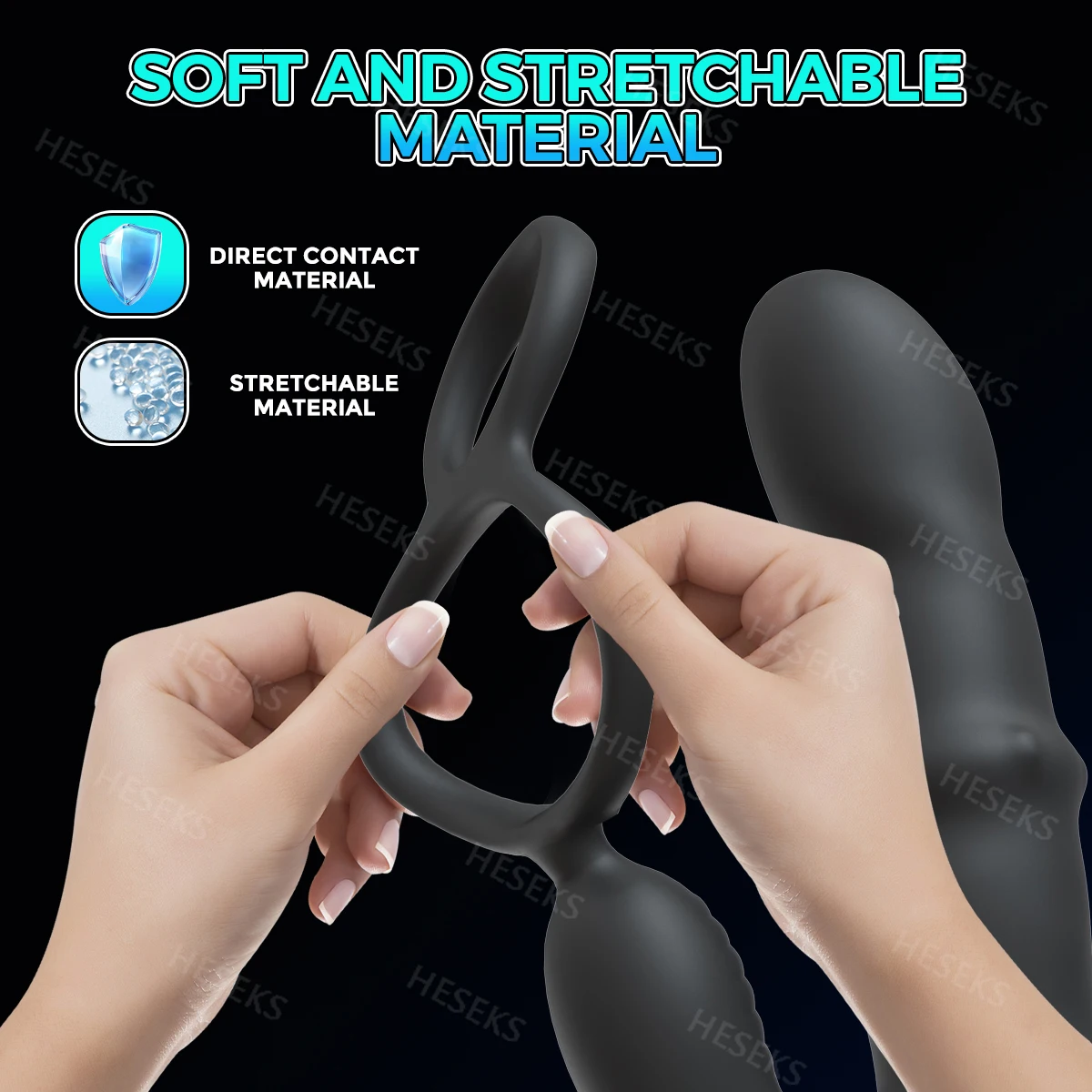 HESEKS Wiggling Vibrating Prostate Massager Anal Vibrator with Penis Ring Beads Telescopic Anal Plug Male Sex Toys for Men 18+