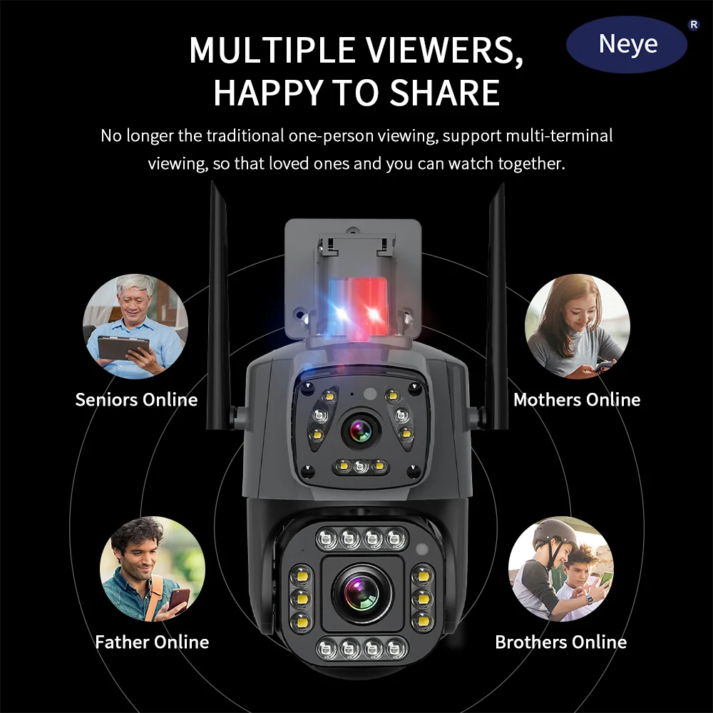 Neye PTZ WiFi Security Camera 4K 8MP Dual Lens Outdoor High-Definition Camera CCTV Automatic Tracking Security Camera