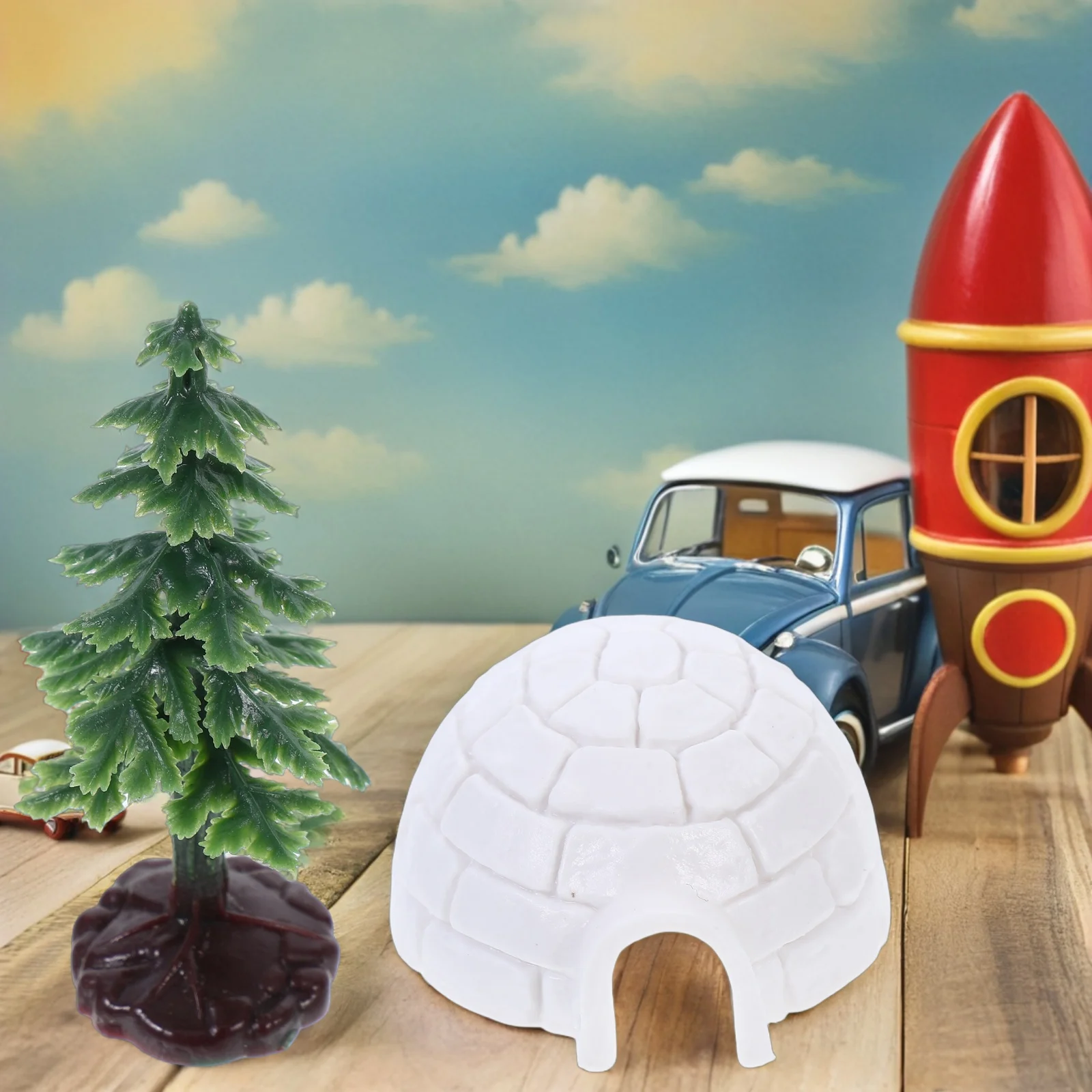 Igloo Model Mini Christmas Tree Decorations Ice House Models Farm Figurines Statue Decorative Fluffy