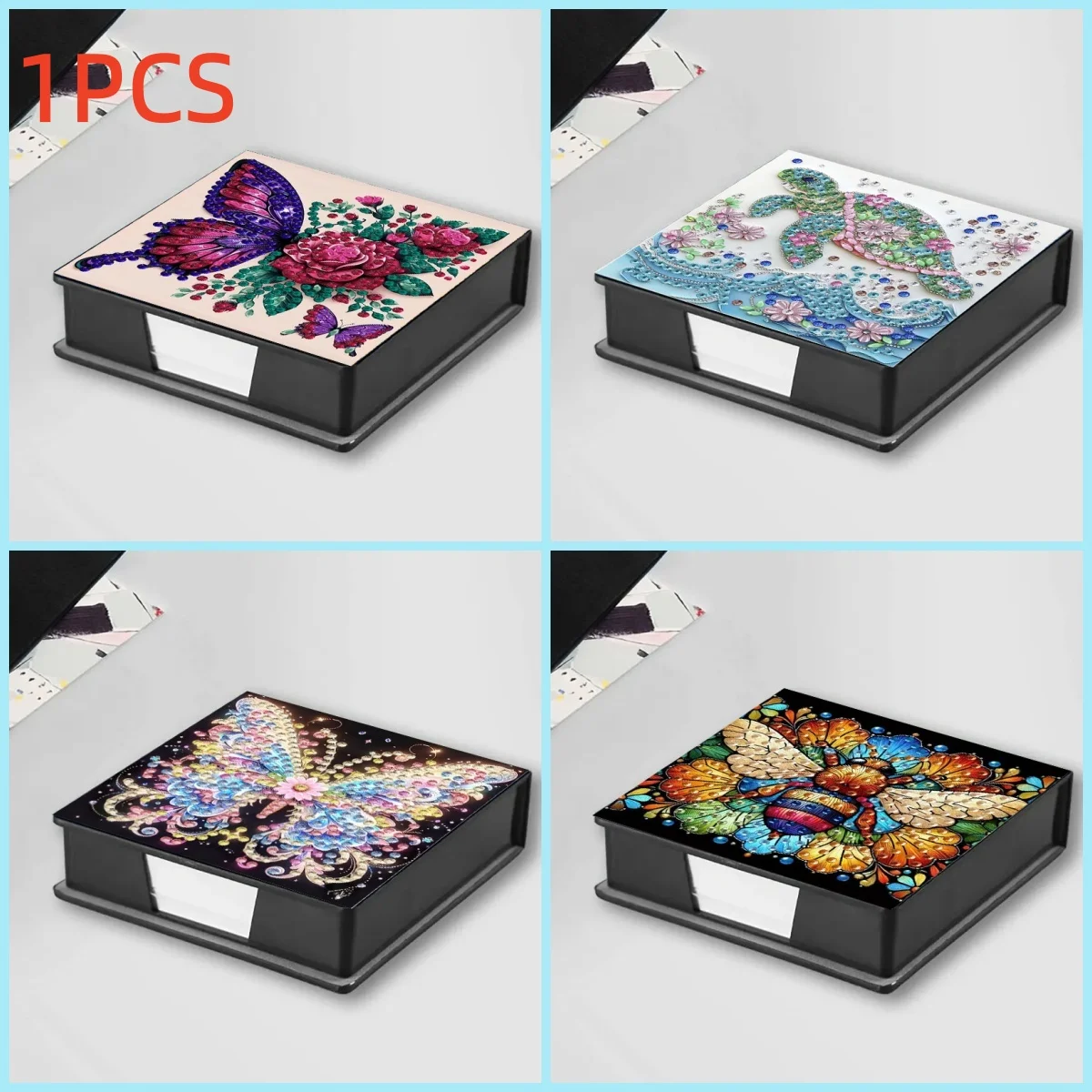 

1PC Paper Label Storage Box, Diamond Painting Floral Animal, Home & Office Organizer