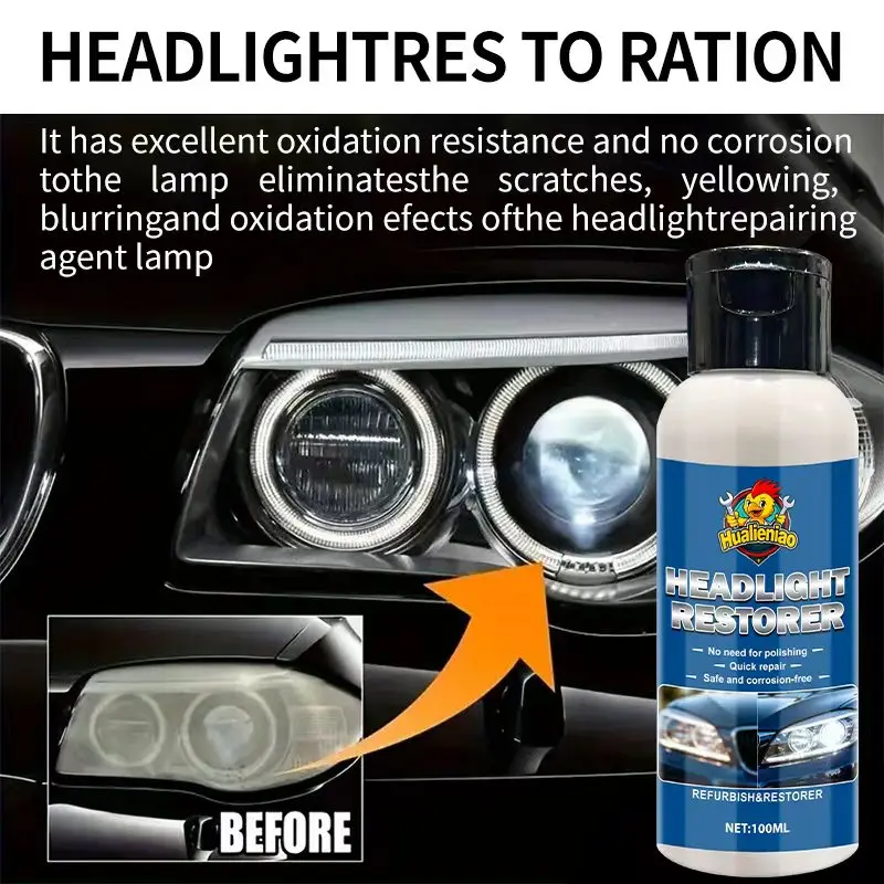 Car Headlight Restoration Polishing Headlamp Scratch Remover Repair Cleaning Paste Remove Oxidation Headlight Polish Liquid image 3
