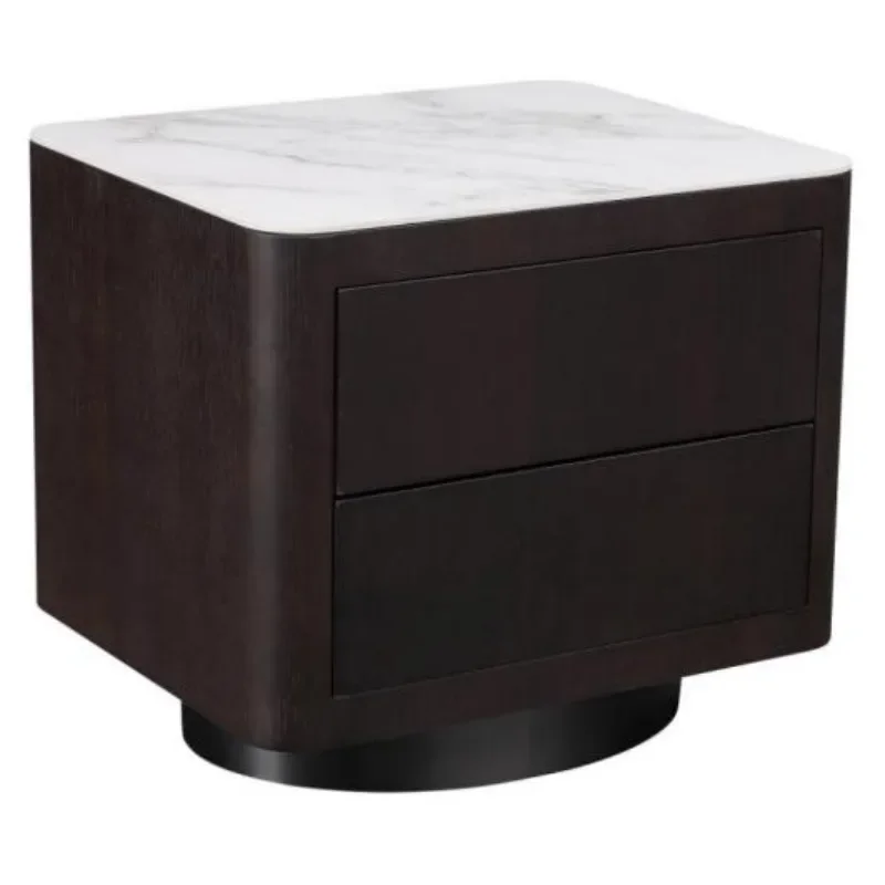 Italian-style Minimalist Luxury Solid Wood Bedside Table A Multi-layer Storage Cabinet With Two Drawers Bedroom Furniture