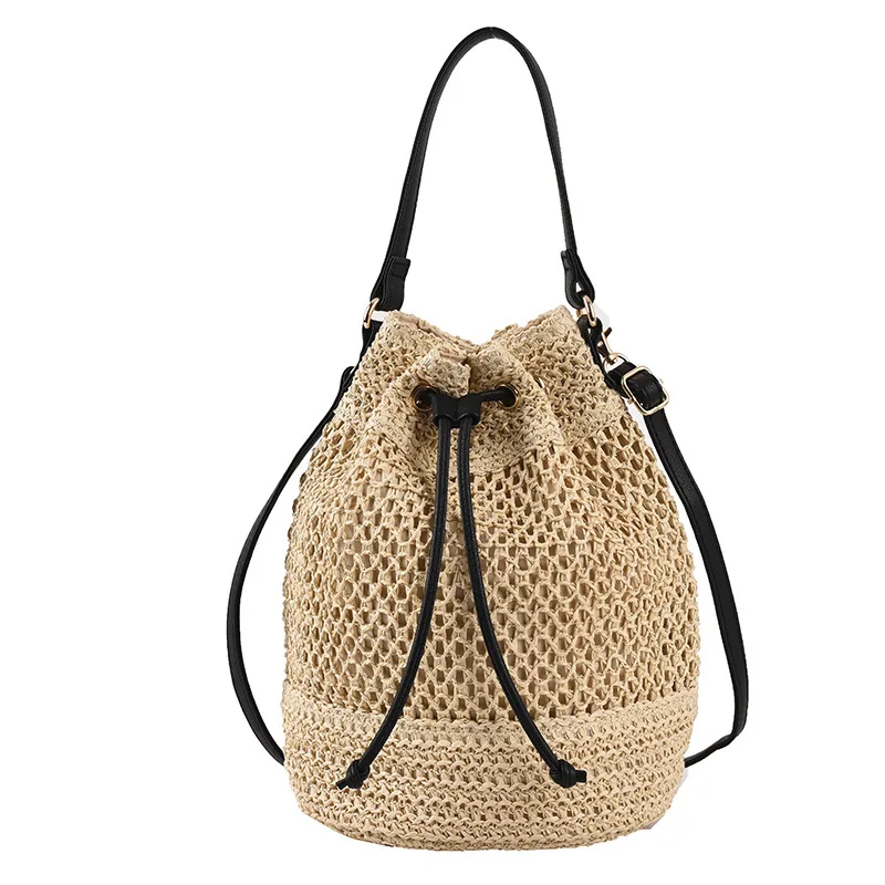 Summer Straw Bags for Women Straw Shoulder Bags Rattan Woven Top Handle Bag Hollow Raffia Crochet Beach Bag Casual Handbags 2023