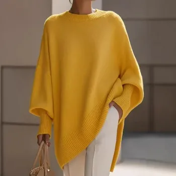 Women's Vintage Y2K Splice Knit Sweater 6 Pullovers Women Sweaters Round Neck Full Sleeve Vintage Jumpers Y2k Streetwear Elegant Splice Knit Casual Autumn Winter 2026 6