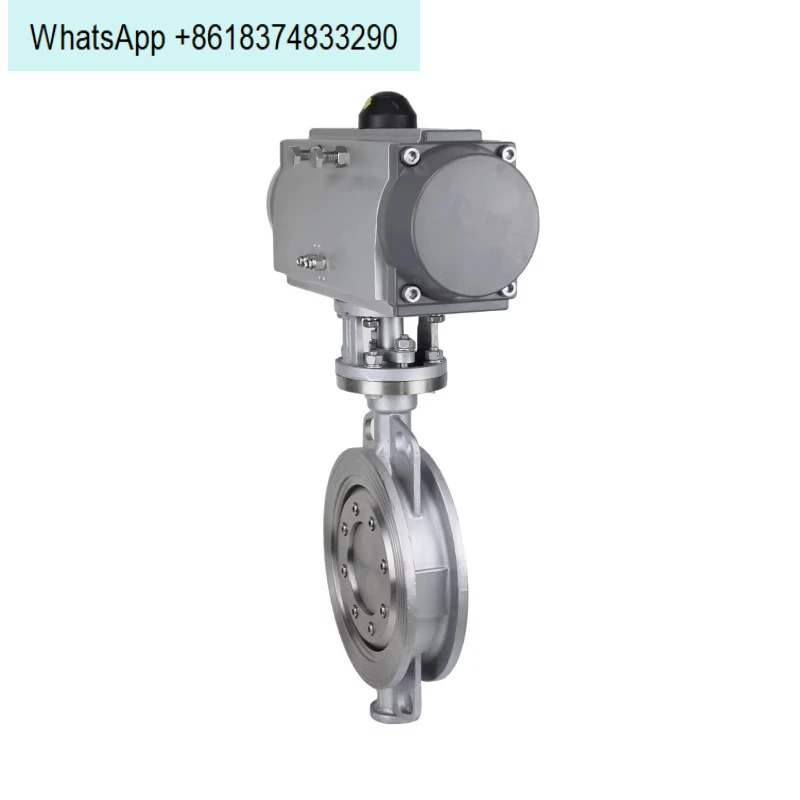 Pneumatic hard seal butterfly valve D673W high temperature steam asphalt 304 stainless steel triple eccentric clip valve