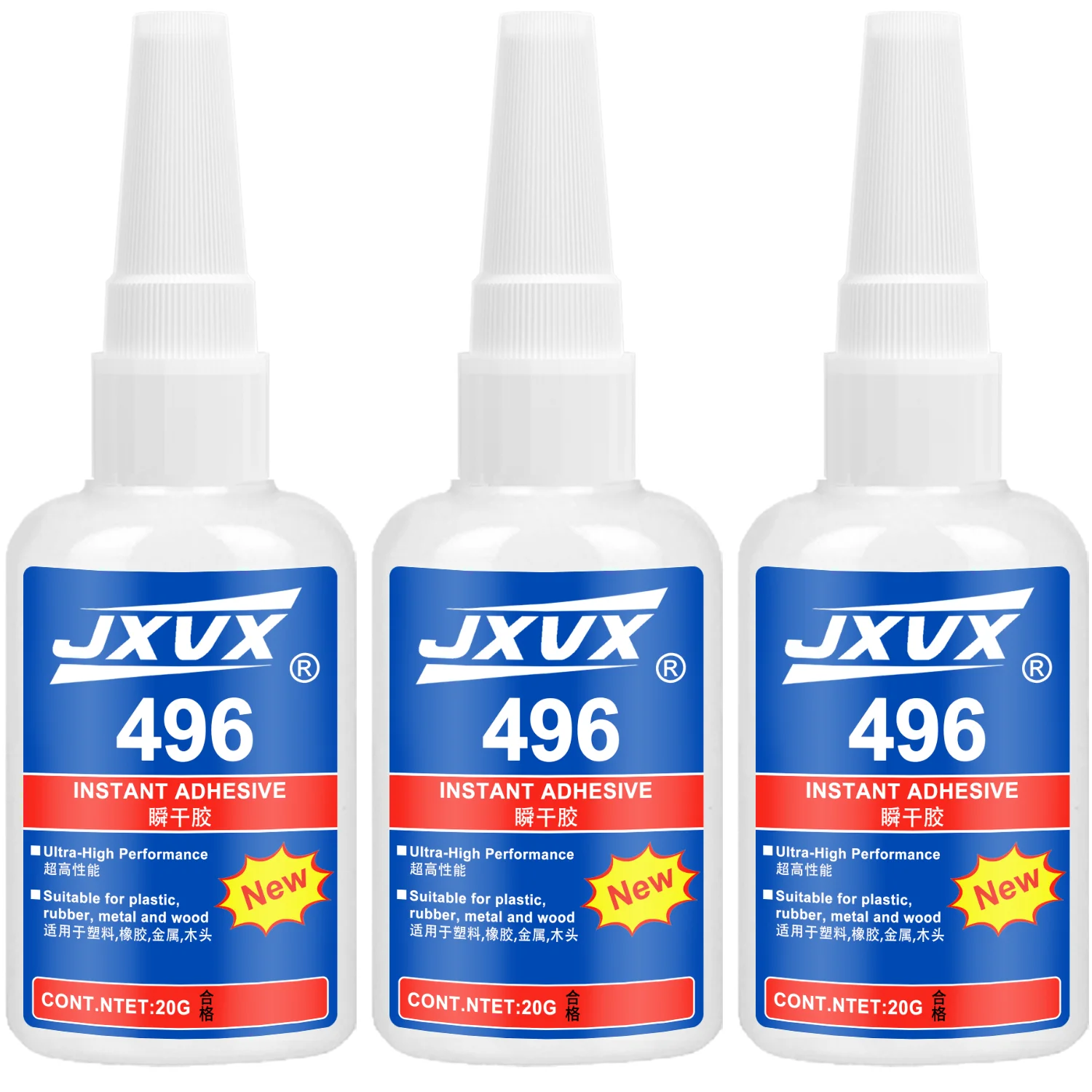 JXVX 496 Superkleber, universeller starker Reparaturkleber, Autoreparatur für Stoßstangen, Rückspiegelbasis, Reparatur von Beschädigungen und Rissen, Autokarosserie, Kunststoff.