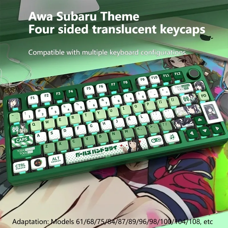 

GBC Awa Subaru полупрозрачные колпачки для клавиш с аниме-темой, набор PBT сублимационный OEM-профиль, колпачки для клавиатуры для аксессуаров для механической клавиатуры