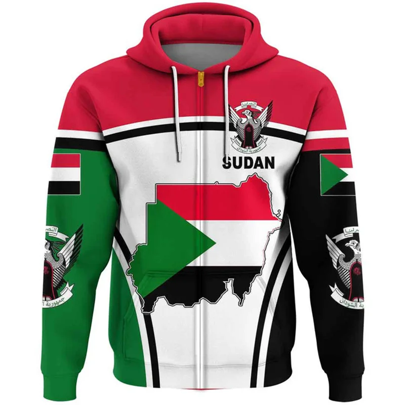 Sultan Flag Graphic Zipper Pullovers For Men Women National Emblem 3D Printed Hoodies Casual Loose Street Sweatshirt Long Sleeve