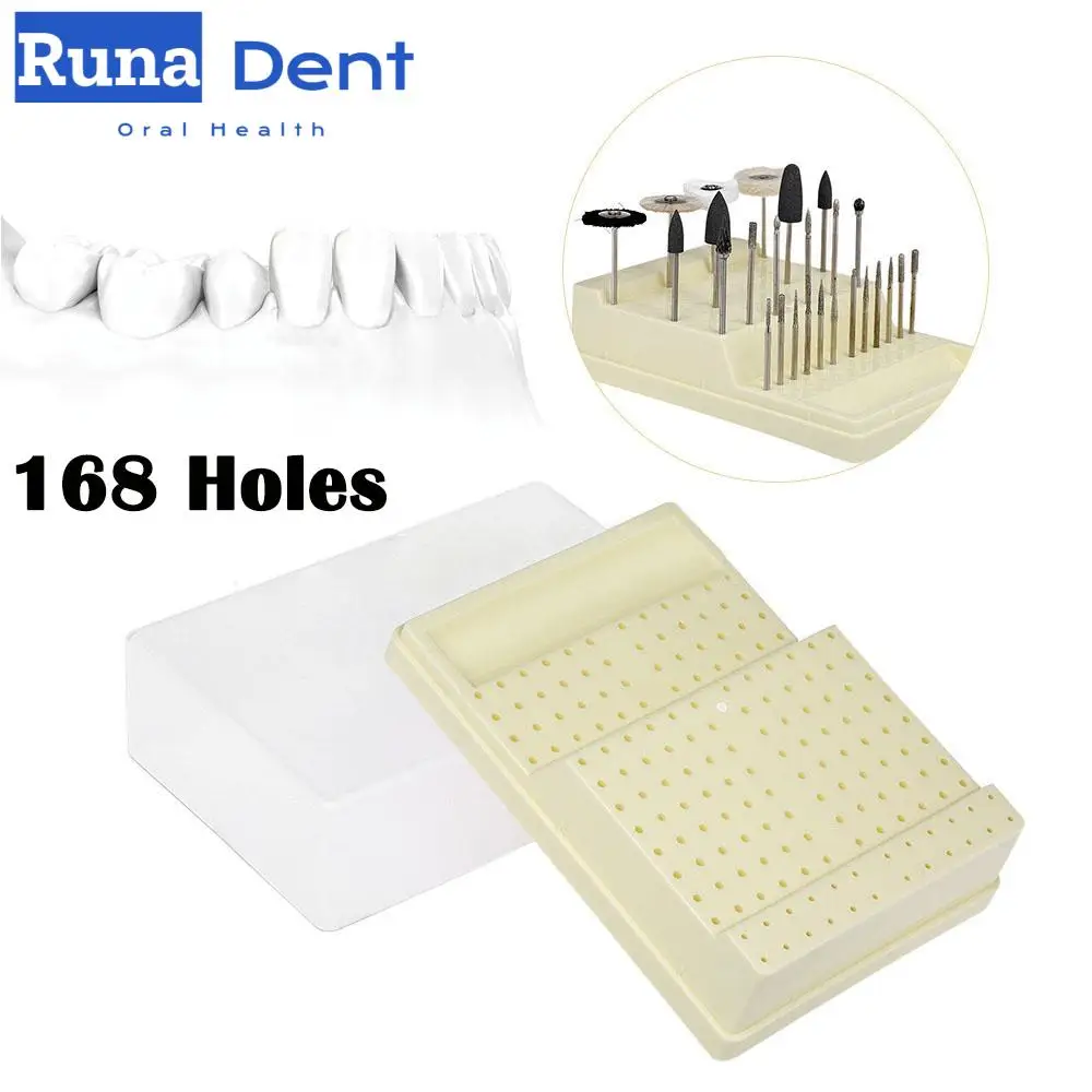 168 Holes Dental Material Burr Box Dental Supplies Place Display Case with Transparent Cover